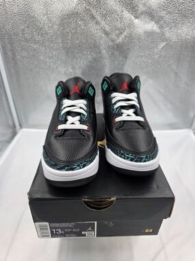 Jordan Kids' Air Jordan 3 Retro Black Teal Casual Sneakers